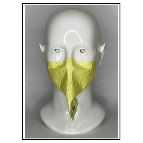 photo of yellow strapless mask on mannequin